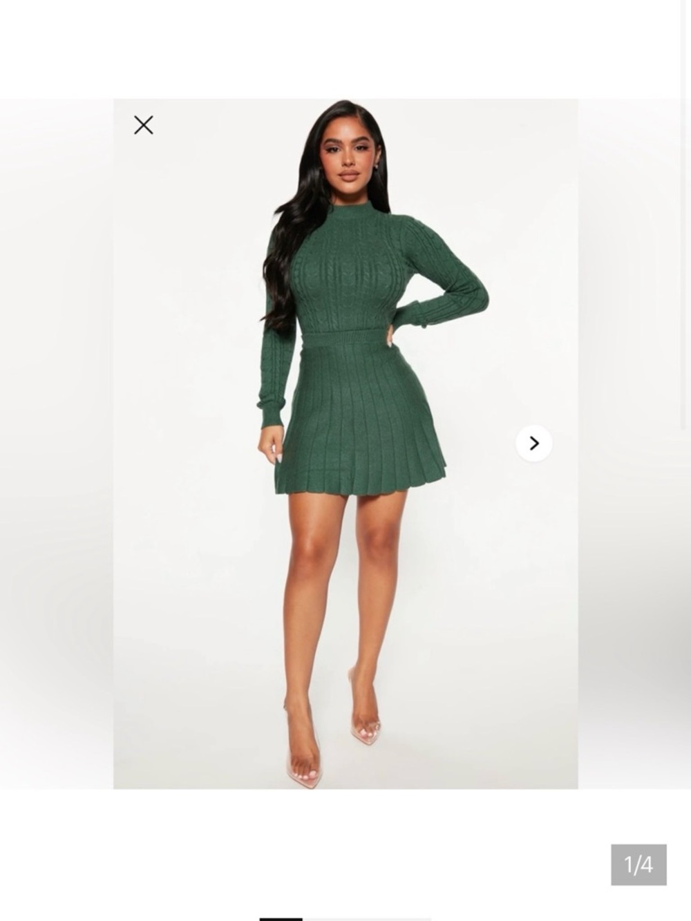 Emerald Green Cable Knit Sweater Set